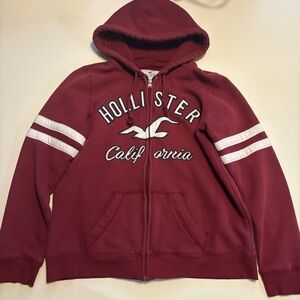 Vintage Hollister California red with white stripes Y2K zip up